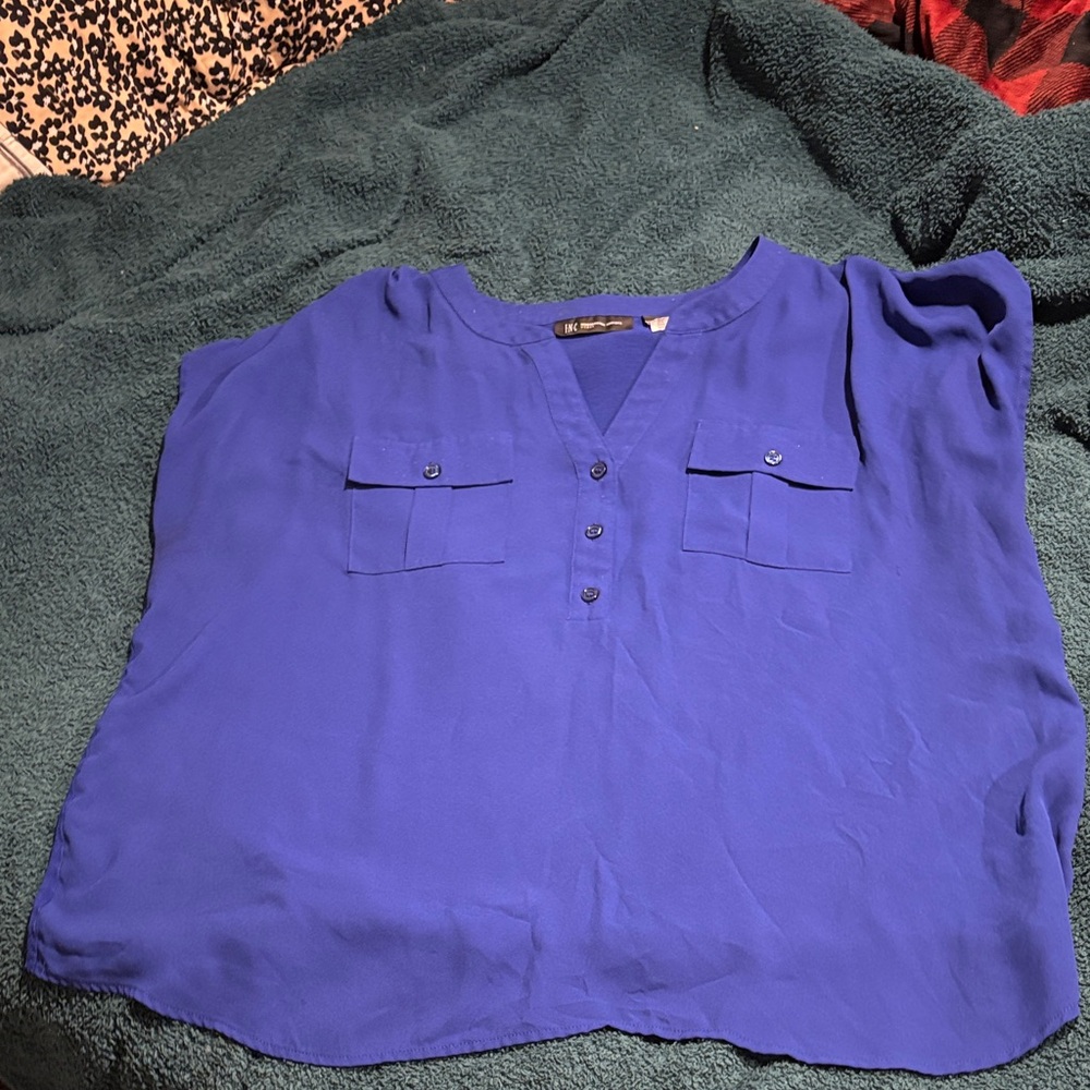 INC International Concepts Cobalt Blue Blouse